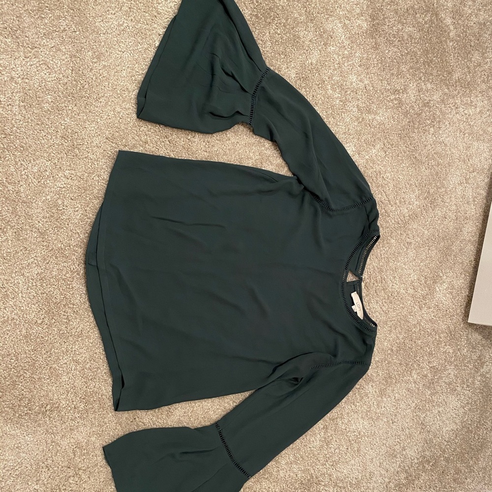Loft green bell sleeve blouse worn once